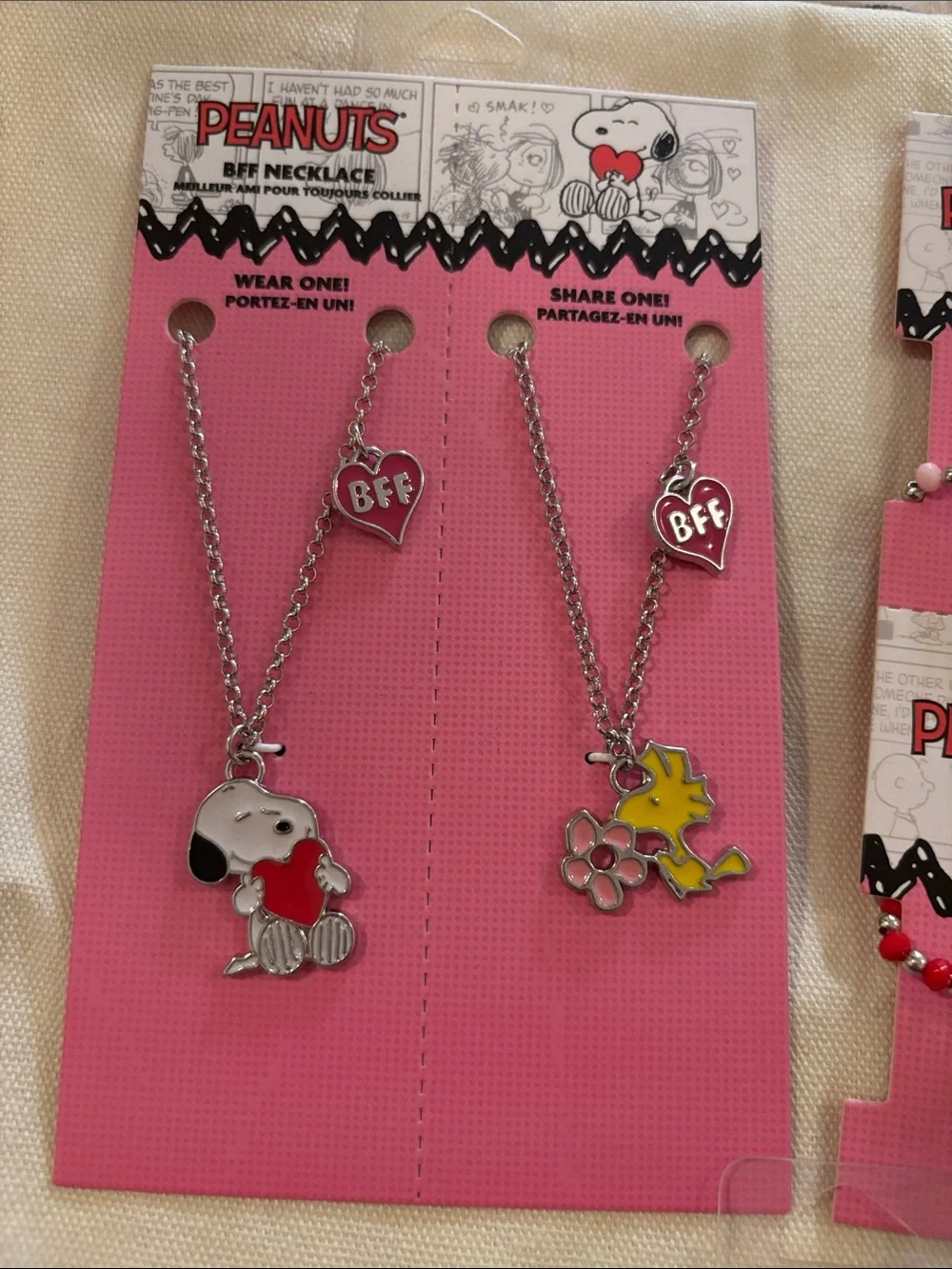 Peanuts Kids Jewelry Set – Pink, Red, White Snoopy & Woodstock Charms